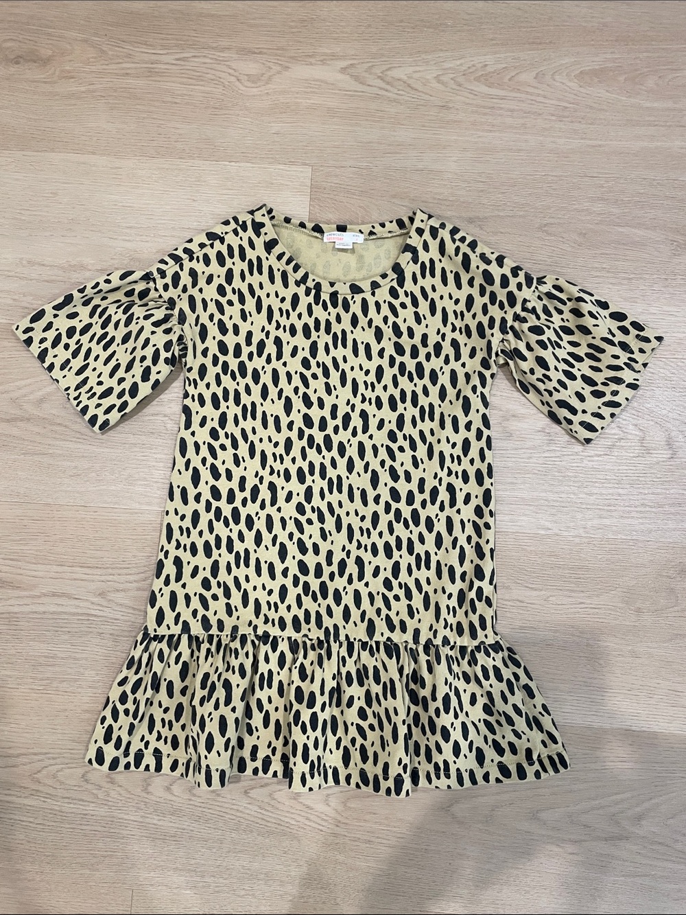 Crewcuts Beige and Black Leopard Ruffle-Hem Dress